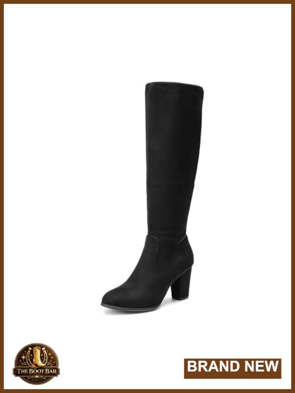 Women's Faux Suede Knee High Chunky Heel Riding Boots